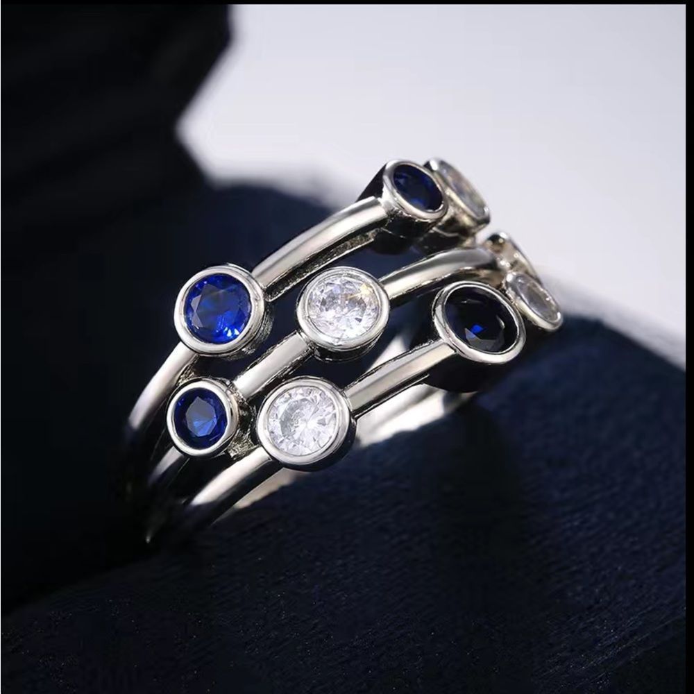 💙Silver Bezel Set  Layered Glass Bubble Ring💙